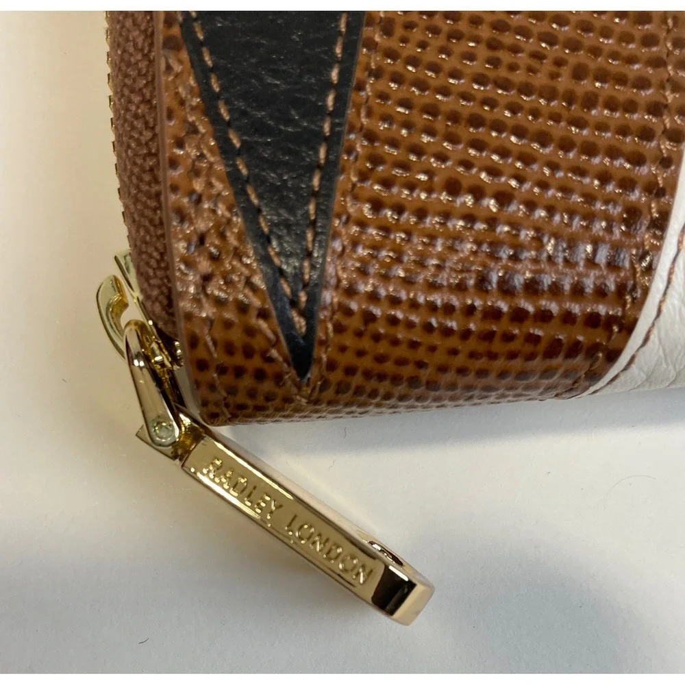 Radley London Mountain Leather Zip Around Wallet Brown White Rhinestone
